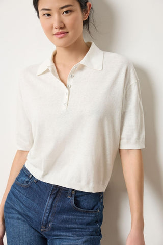 Lilla P Drop Shoulder Polo Sweater