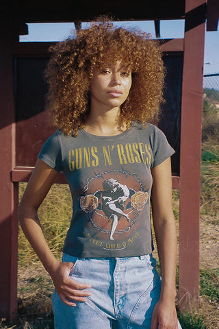 People of Leisure Guns N' Roses Baby Tee - Premium clothing at Lonnys NY - Just $72! Shop Womens clothing now