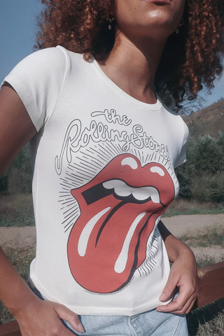 People of Leisure Rolling Stones Baby Tee - Premium clothing at Lonnys NY - Just $88! Shop Womens clothing now