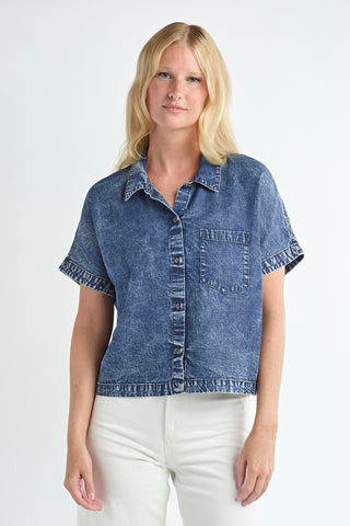Red Haute Cropped Denim Tee - Premium clothing at Lonnys NY - Just $123! Shop Womens clothing now