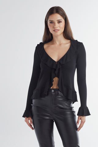 Red Haute Ruffle Cardigan - Premium clothing at Lonnys NY - Just $119! Shop Womens clothing now