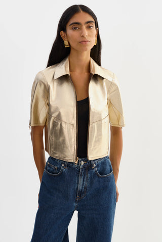 Lamarque Sevana Leather Jacket Brown/Gold