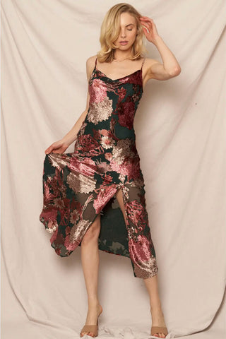 Talk to Angels Cowl Neck Floral Dress