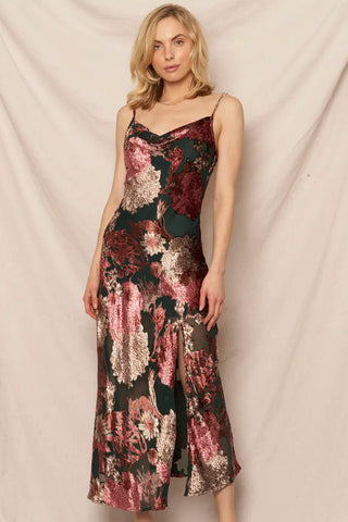 Talk to Angels Cowl Neck Floral Dress