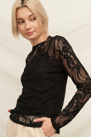 Talk to Angels Lace Long Sleeve Shirt