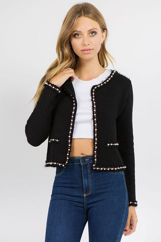 Twin Angels Josette Frayed Pearl Jacket