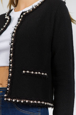 Twin Angels Josette Frayed Pearl Jacket