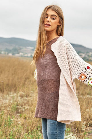 Crochet Floral Printed Long Sleeve Knit Cardigan *Online Only* - Premium  at Lonnys NY - Just $75! Shop Womens clothing now