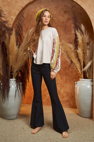 Floral print sleeve detail top PLUS *Online Only* - Premium  at Lonnys NY - Just $40! Shop Womens clothing now