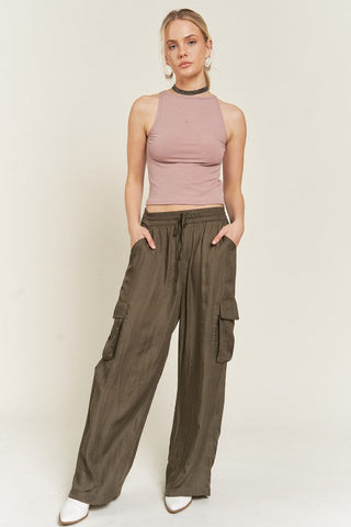 SATIN CARGO PANTS  *Online Only* - Premium  at Lonnys NY - Just $75! Shop Womens clothing now