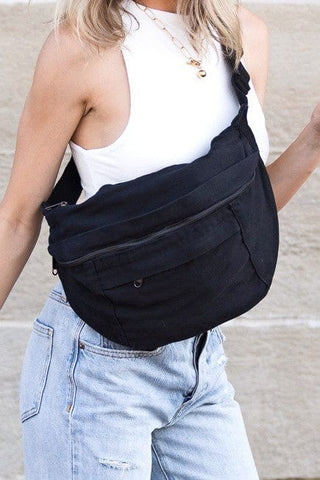 London Oversize Canvas Crescent Sling  *Online Only* - Premium Bags at Lonnys NY - Just $50! Shop Womens clothing now