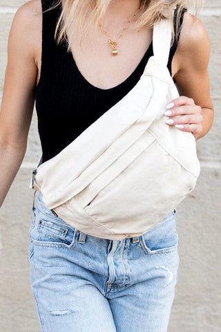 London Oversize Canvas Crescent Sling  *Online Only* - Premium Bags at Lonnys NY - Just $50! Shop Womens clothing now