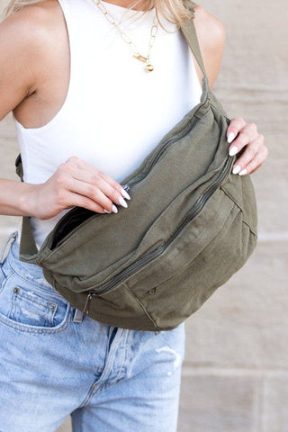 London Oversize Canvas Crescent Sling  *Online Only* - Premium Bags at Lonnys NY - Just $50! Shop Womens clothing now