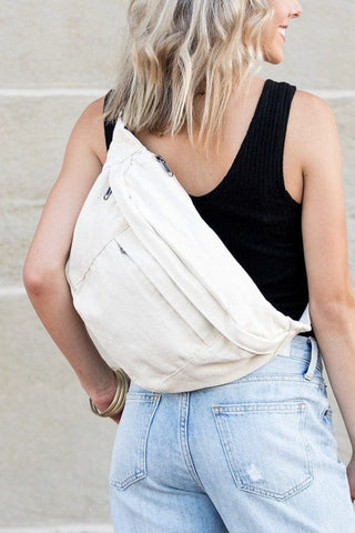 London Oversize Canvas Crescent Sling  *Online Only* - Premium Bags at Lonnys NY - Just $50! Shop Womens clothing now