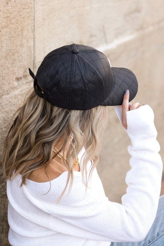 Quilted Puffer Ball Cap *Online Only* - Premium  at Lonnys NY - Just $35! Shop Womens clothing now