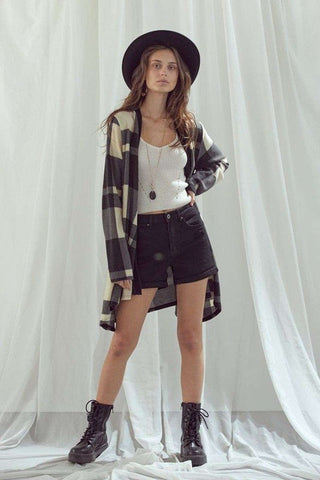 CHECKER PRINT CARDIGAN * Online Only* - Premium Jacket at Lonnys NY - Just $78! Shop Womens clothing now