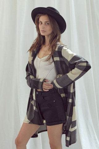 CHECKER PRINT CARDIGAN * Online Only* - Premium Jacket at Lonnys NY - Just $78! Shop Womens clothing now