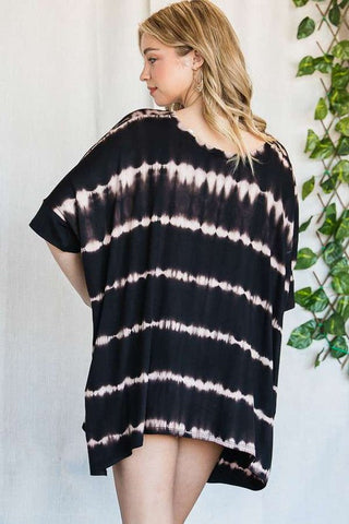 STRIPED TIE DYE ROUND NECK TUNIC  *Online Only* - Premium  at Lonnys NY - Just $60! Shop Womens clothing now