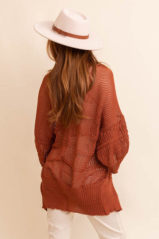 Knit Netted Cardigan - Premium  at Lonnys NY - Just $45! Shop Womens clothing now