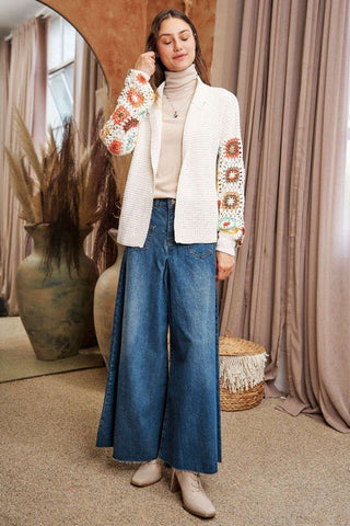 Crochet Floral Printed Long Sleeve Knit Cardigan *Online Only* - Premium  at Lonnys NY - Just $75! Shop Womens clothing now