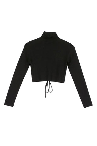 Mock Neck Lace Up Back Top *Online Only* - Premium clothing at Lonnys NY - Just $38! Shop Womens clothing now