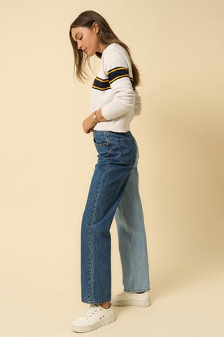 HIGH WAISTED CROSSOVER STRAIGHT JEANS *Online Only* - Premium  at Lonnys NY - Just $90! Shop Womens clothing now