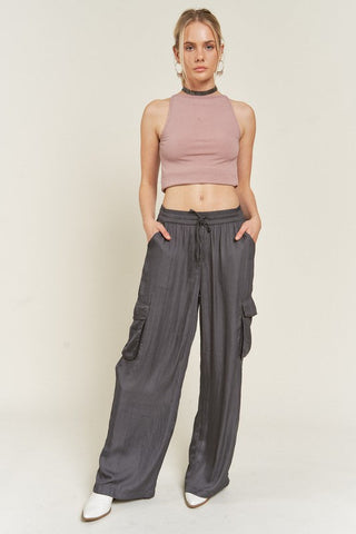 SATIN CARGO PANTS  *Online Only* - Premium  at Lonnys NY - Just $75! Shop Womens clothing now
