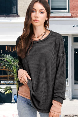 Long Sleeve Bree Waffle Top *Online Only* - Premium clothing at Lonnys NY - Just $39! Shop Womens clothing now