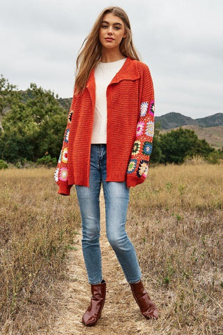 Crochet Floral Printed Long Sleeve Knit Cardigan *Online Only* - Premium  at Lonnys NY - Just $75! Shop Womens clothing now