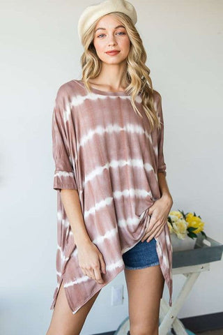 STRIPED TIE DYE ROUND NECK TUNIC  *Online Only* - Premium  at Lonnys NY - Just $60! Shop Womens clothing now