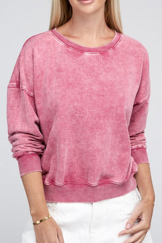 French Terry Acid Wash Boat Neck Pullover *Online Only* - Premium  at Lonnys NY - Just $36! Shop Womens clothing now