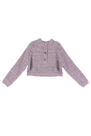 Melange Half Button Sweater *Online Only* - Premium clothing at Lonnys NY - Just $48! Shop Womens clothing now