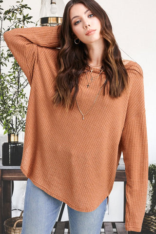 Long Sleeve Bree Waffle Top *Online Only* - Premium clothing at Lonnys NY - Just $39! Shop Womens clothing now