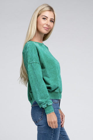 French Terry Acid Wash Boat Neck Pullover *Online Only* - Premium  at Lonnys NY - Just $36! Shop Womens clothing now