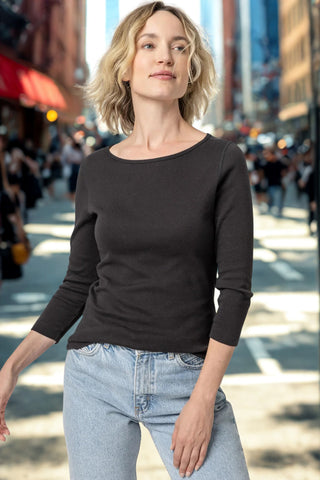 Lilla P 3/4 Sleeve Boatneck Top