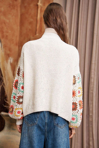 Crochet Floral Printed Long Sleeve Knit Cardigan *Online Only* - Premium  at Lonnys NY - Just $75! Shop Womens clothing now