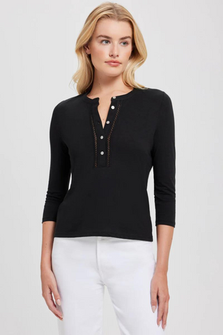 Goldie Honor Embroidered Henley - Premium Shirts & Tops at Lonnys NY - Just $125! Shop Womens clothing now