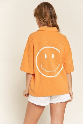 SMILE FACE BACK SHIRTS TOP  *Online Only* - Premium  at Lonnys NY - Just $75! Shop Womens clothing now