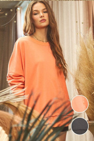 Side slit oversized sweatshirt *Online Only* - Premium  at Lonnys NY - Just $90! Shop Womens clothing now