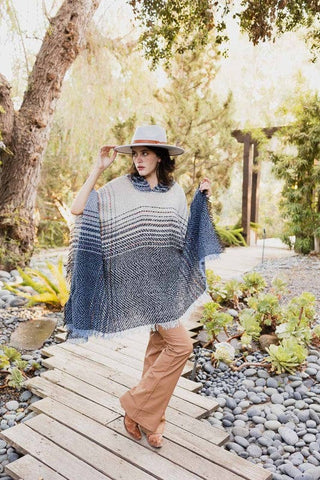 Herringbone Tweed Hooded Frayed Edge Poncho *Online Only* - Premium  at Lonnys NY - Just $34! Shop Womens clothing now