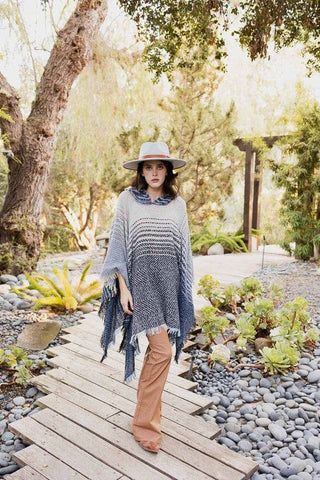 Herringbone Tweed Hooded Frayed Edge Poncho *Online Only* - Premium  at Lonnys NY - Just $34! Shop Womens clothing now