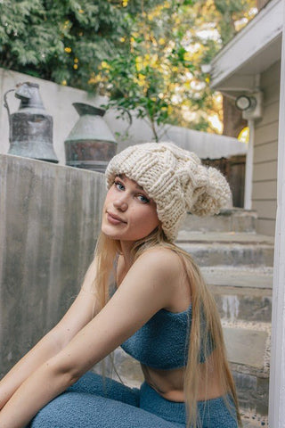 Oversized Chunky Knit Pom Beanie *Online Only* - Premium  at Lonnys NY - Just $35! Shop Womens clothing now