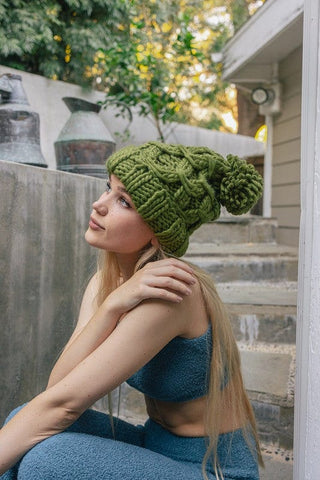 Oversized Chunky Knit Pom Beanie *Online Only* - Premium  at Lonnys NY - Just $35! Shop Womens clothing now