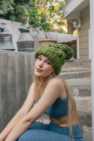 Oversized Chunky Knit Pom Beanie *Online Only* - Premium  at Lonnys NY - Just $35! Shop Womens clothing now