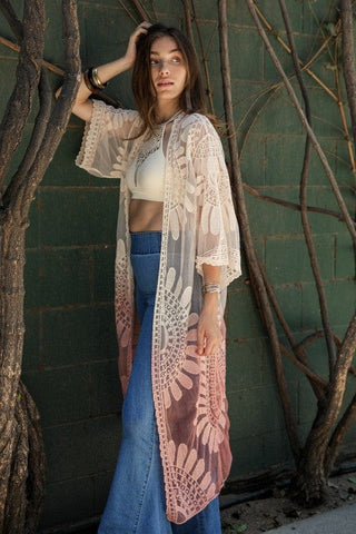 Ombre Bohemian Lace Kimono *Online Only* - Premium kimonos at Lonnys NY - Just $68! Shop Womens clothing now