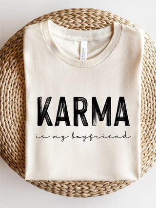 Karma is my Boyfriend Graphic Crew Neck Tee *Online Only* - Premium  at Lonnys NY - Just $40! Shop Womens clothing now