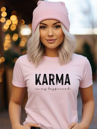 Karma is my Boyfriend Graphic Crew Neck Tee *Online Only* - Premium  at Lonnys NY - Just $40! Shop Womens clothing now
