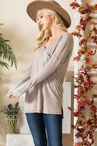 Reversed Stitched Hi Low Tunic *Online Only* - Premium  at Lonnys NY - Just $47.95! Shop Womens clothing now