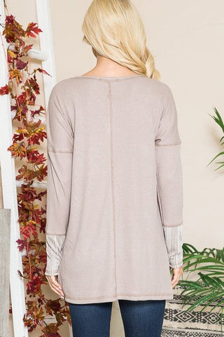 Reversed Stitched Hi Low Tunic *Online Only* - Premium  at Lonnys NY - Just $47.95! Shop Womens clothing now
