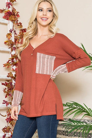 Reversed Stitched Hi Low Tunic *Online Only* - Premium  at Lonnys NY - Just $47.95! Shop Womens clothing now